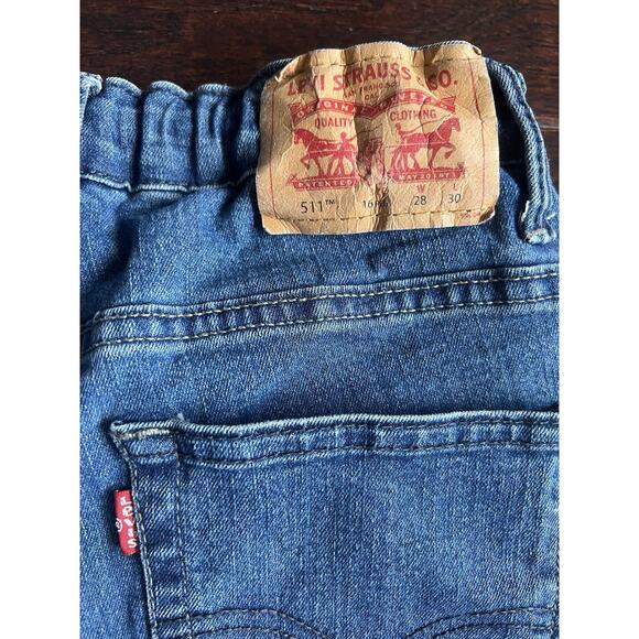 Levi’s 511 Teen Boys Stretch 16Reg W28 L30 Adjustable Waistband Med/Dark Wash - Picture 5 of 5